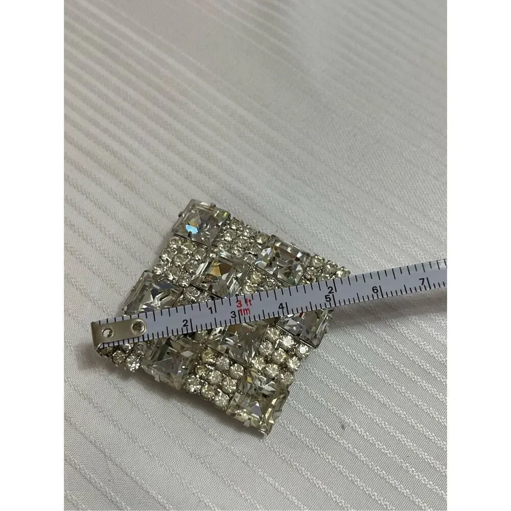 KRAMER VTG Square Rhinestone Brooch Estate Signed